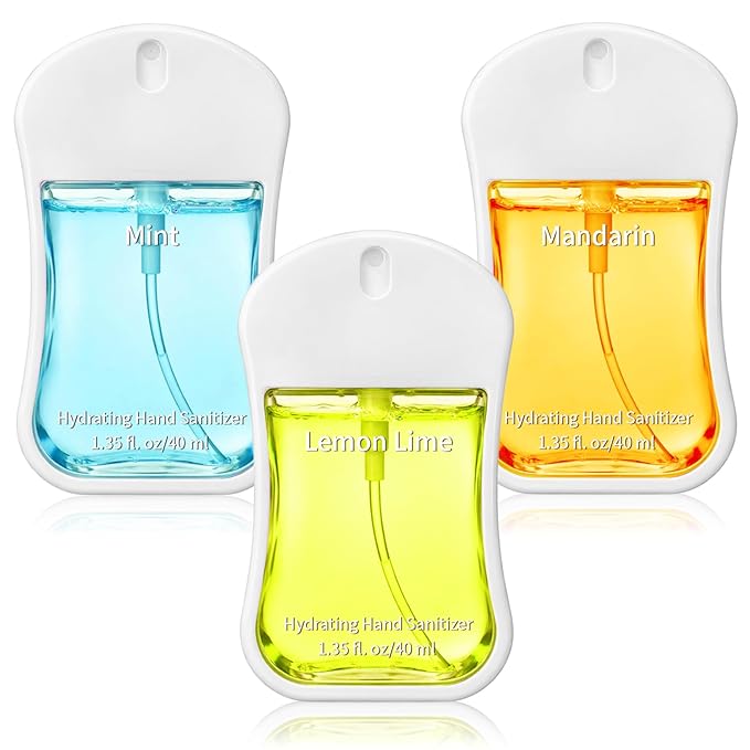 3 Pcs Power Mist Hydrating Hand Sanitizer Spray Bulk Travel Size Hand Sanitizer Pocket 1.35 Fl. oz Gourd Shape Spray White Bottle for Daily Use Women Men Nurse Coworker Teacher Office Gifts