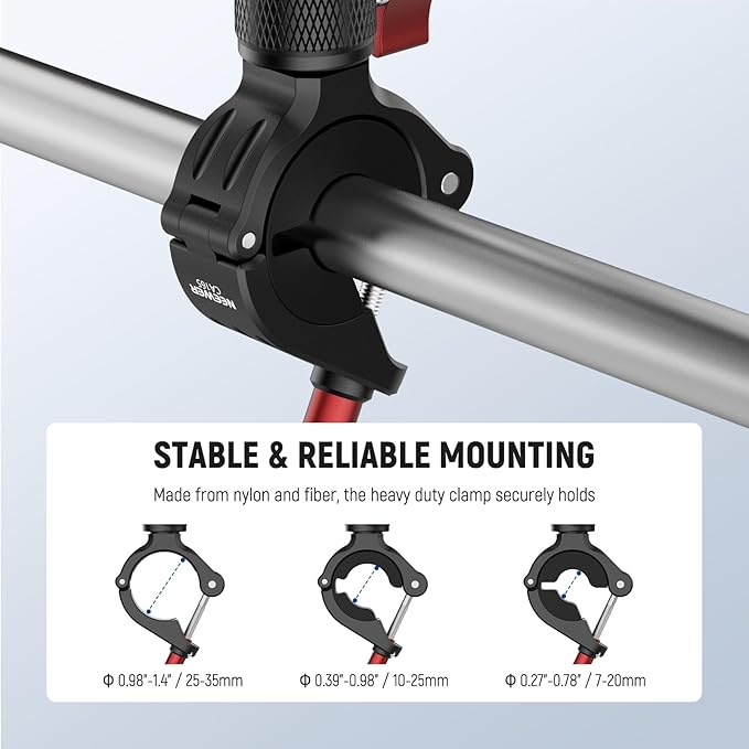 NEEWER Motorcycle Bike Handlebar Mount Compatible with GoPro DJI Osmo Action Cameras, Handle Bar Pole Clamp Holder with 360° Rotation for POV Video Recording, CA165