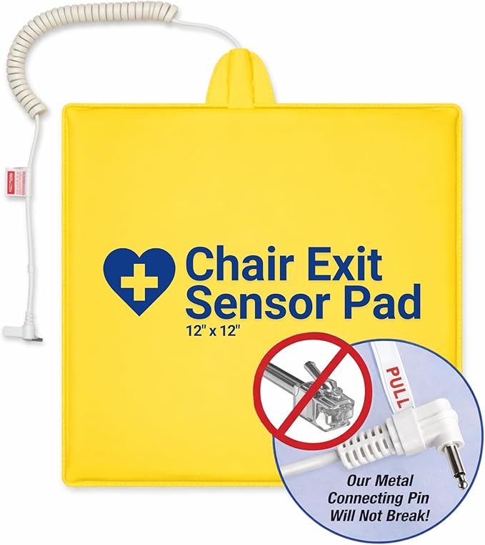 Secure Safety Solutions Chair Alarm for Elderly Dementia Patients Fall Prevention - 12" x 12" Pressure Sensor Pad, 80-120 dB Monitor - Wheelchair Safety Caregiver Alert System for Monitoring Seniors