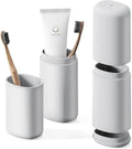 BALUCA Travel Toothbrush Case, Portable Tooth Brush Holder and Toothpaste Cover Container with Mouthwash Cup, Compact Oral Clean Tools Organizer for Traveling/Camping/School/Home - Large Capacity