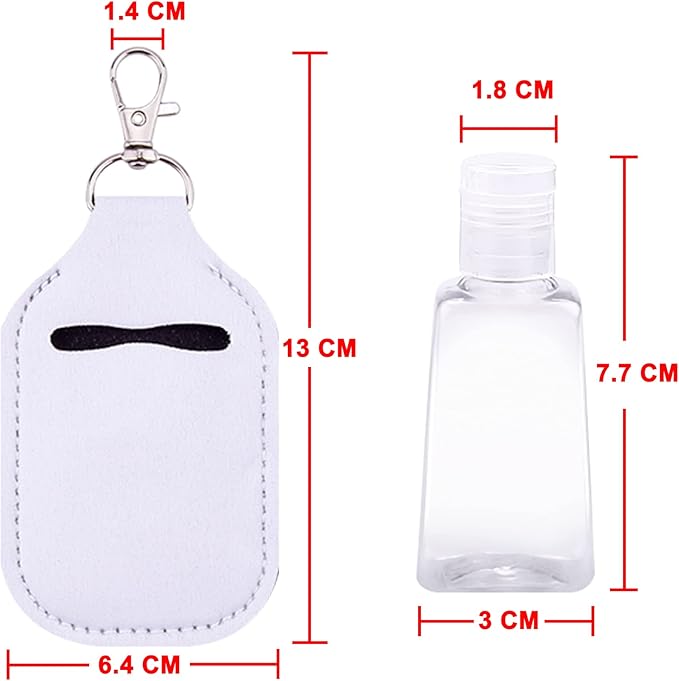 Duufin 40 Pieces Hand Sanitizer Keychain Holders Set with 20 Pieces Hand Sanitizer Holder and 20 Pieces Empty Travel Bottles