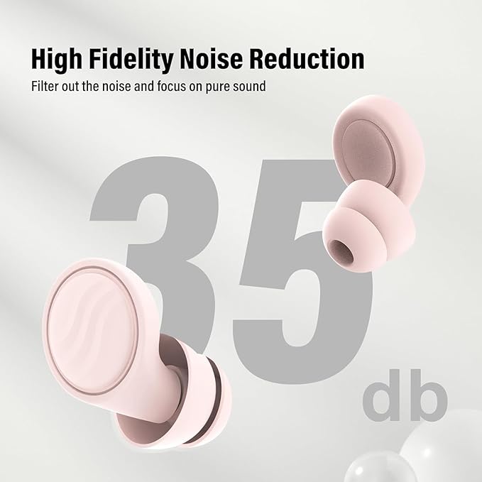 Ear Plugs for Sleeping Noise Cancelling - 35dB Reusable Ear Plugs with 7 Eartips and Carry Case - Flexible Hearing Protection - Replaceable Single/Double Eartips for Sleep, Focus, Travel, Work