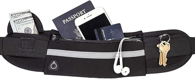 Travel Belt Money Waist Pack - Hidden Waterproof Anti Theft Passport Security Fanny Pouch Wallet for Running Men Women