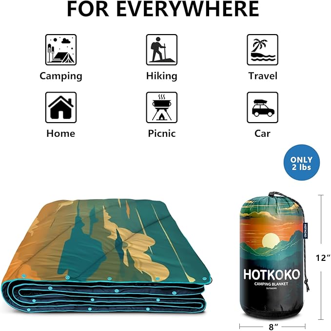 Camping Blanket,Lightweight Puffy Printed Camping Blanket Packable Outdoor Blanket for Camping,Traveling, Stadium, Hiking, Picnics