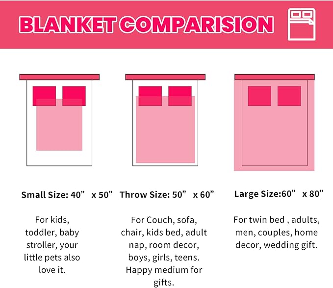 Twin Size Blanket for Couch Bed, Soft Warm Pink Fleece Decorative Blanket for Women Teen Girls, Pink Decor for Home Room Bedroom, 60x80 Inches