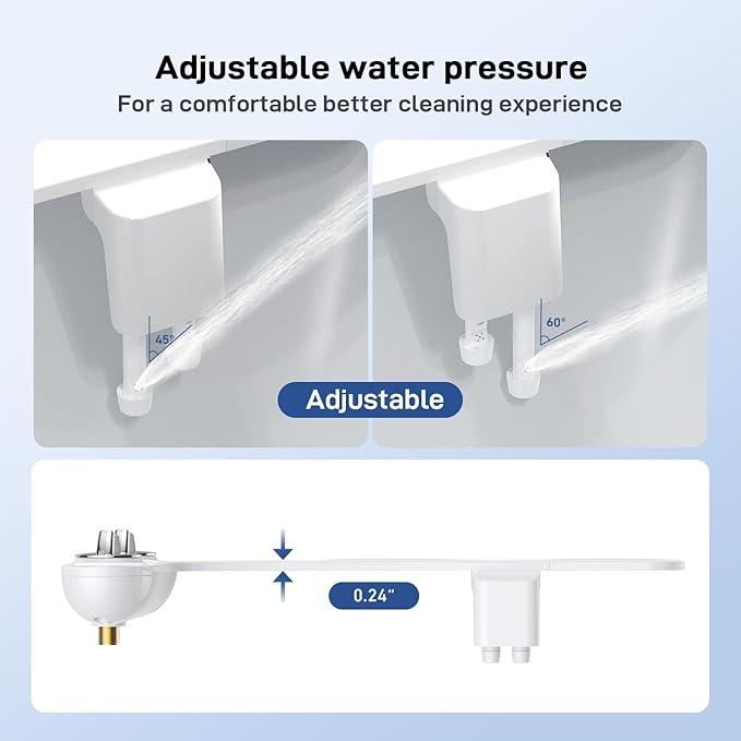 Toilet Bidet Attachment, Non-Electric Dual Nozzle (Feminine/Bidet Wash), Self-Cleaning Fresh Cold Water Sprayer Bidets for Toilets with Adjustable Water Pressure (Dual Knob, Chrome)