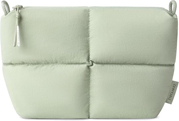 Comfyable Puffy Electronics Organizer Travel Case, Cute Tech Pouch for Women Men, Cable Storage Bag for Charger, Phone, Power Bank, Cord, Compact Tech Accessories Pouch, Sage