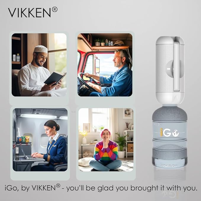 VIKKEN® Portable Travel Bidet USB-Type C Rechargeable Electric Mobile Handheld Ultra Strong Water Spray Personal Hygiene Self Care for Women & Men, iGo-X 250ml White