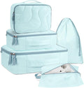 BAGSMART Wet Dry Bags 5 Pack, Travel Bags Reusable for Swimsuits, Baby Cloth Diapers, Beach, Pool, Ultra-Light Travel Packing Cubes for Women, Light Blue