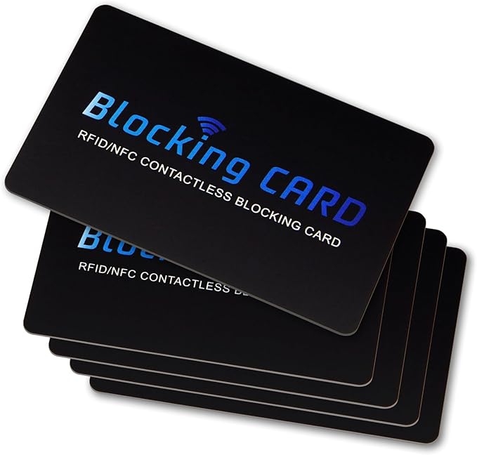 RFID Blocking Card (5 Pack) for Wallets, Slim RFID/NFC Blocker - One Card Protects Entire Wallet & Passport, Contactless Debit/Credit Card Protector, Anti-Theft Protection for Men & Women