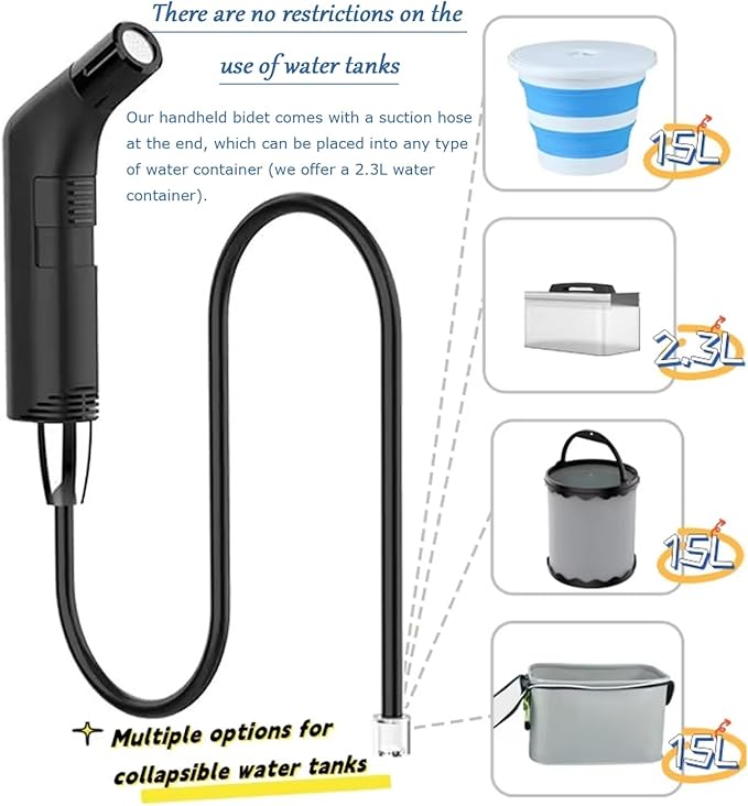 Portable Electric Bidet, Portable B-idet for Travel Rechargeable with 2.3L Water Tank, Mini Handheld High Pressure B-idet Sprayer P-ortable for Bathroom, RV Car Camping