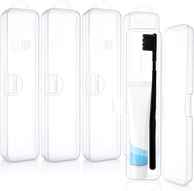 5 Pieces Portable Travel Toothbrush Case, Travel Toothbrush Holder Hard Plastic Dust-Proof Toothbrush Container Toothpaste Box Holder for Travel Use (Clear)