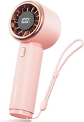 SWEETFULL Mini Fan Portable - Cute Handheld Turbo Fan with Rechargeable Battery, 5 Speeds, Small Hand Personal Travel Essentials for Women, Girls, Kids, Lash, Makeup - Pink
