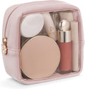 Pocmimut Clear Makeup Bag, Easy to Find Mini Makeup Bag for Purse, Travel Makeup Bag for Car, Compact Cosmetic Pouch for Daily Essentials,Pink
