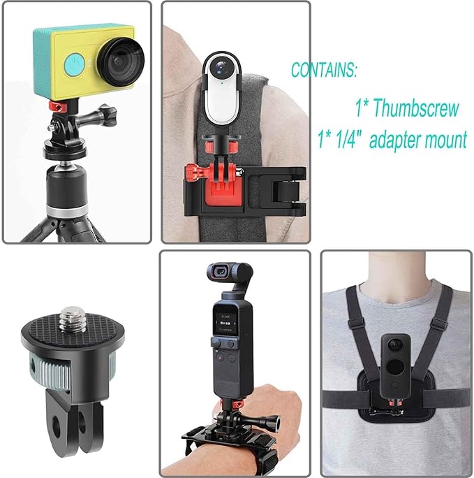 Aluminum Camera Tripod Adapter 1/4"-20 Conversion Adapter Mounts Compatible with Gopro Action Cameras Insta360 and Other Standard 1/4 Accessories, Quarter Inch Mount Adapter (Type BB)