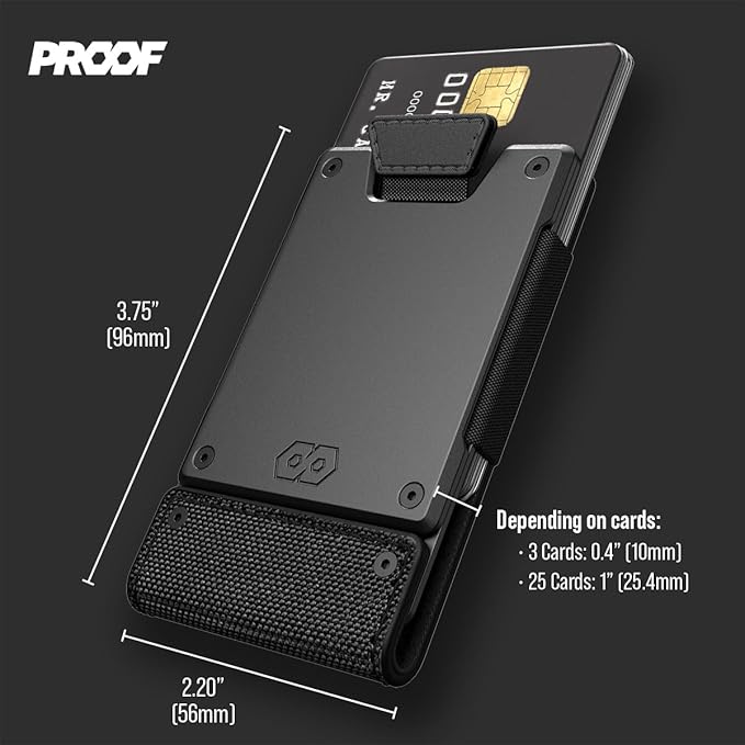 PROOF Wallet | Slim Minimalist Wallets for Men | Leather & Metal | RFID Wallet | Front/Back Pocket | Gift Box | Veteran Owned
