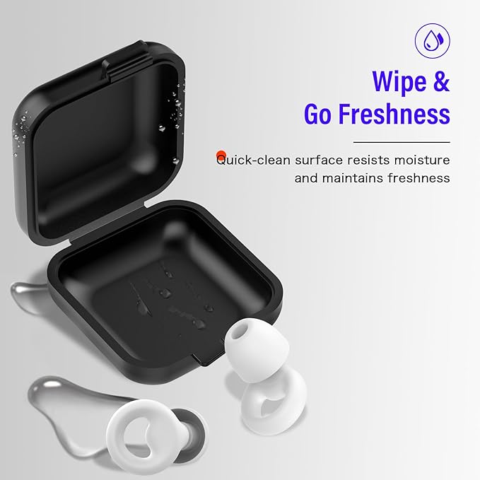 Ear Plugs for Sleeping Noise Cancelling, Reusable 35-46dB Noise Reduction Earplugs with 7 Silicone Ear Tips & Carry Case, Comfortable Hearing Protection for Sleep, Work, Study, Travel & Concerts White