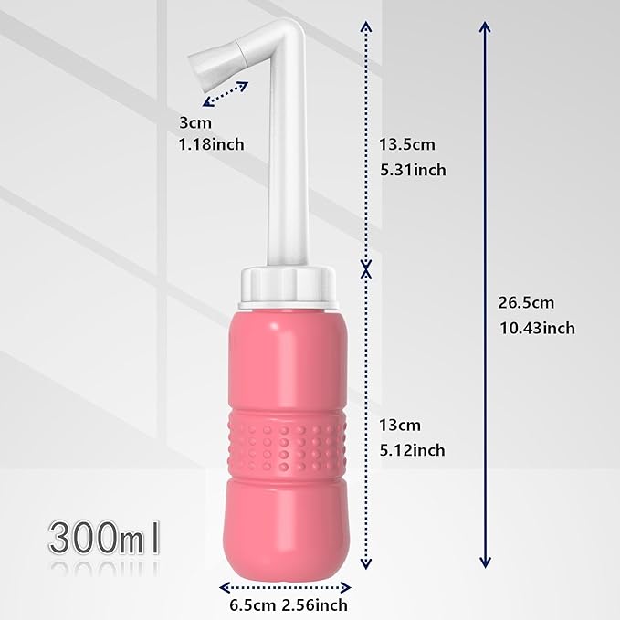 2PCS-Pack Travel Bidet Bottle Pink+ Black Backpacking Bidet Camping Bidet, 300ml Portable Bidet ,10.6oz Peri Bottle - Vaginal Cleaning, Recovery, Hospital Labor and Delivery Essentials