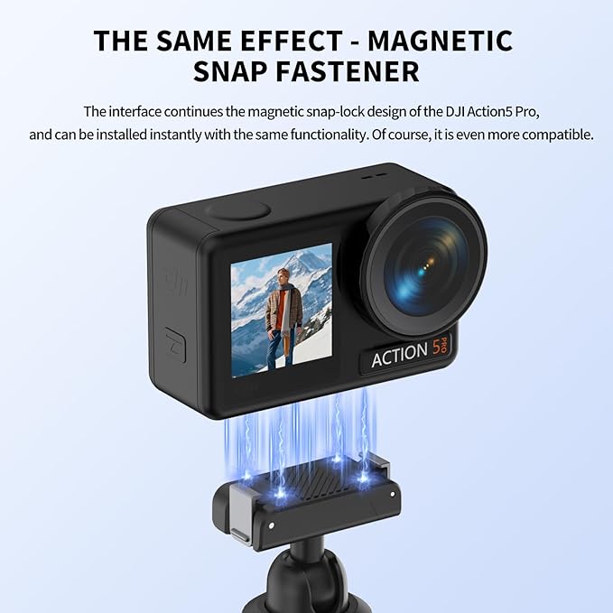 Magnetic Quick Release Extension Rod Compatible with DJI Osmo Action 5 Pro/4/3/360, Extendable Selfie Stick Tripod, Black, Portable Vlog Monopod with Non-Slip Grip