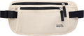 Unisex Money Belt For Men and Women, Slim Passport Holder RFID Blocking Travel Essentials Bags with Adjustable Strap Small Waist Pouch for Workout Running Travelling Hiking, Cream White