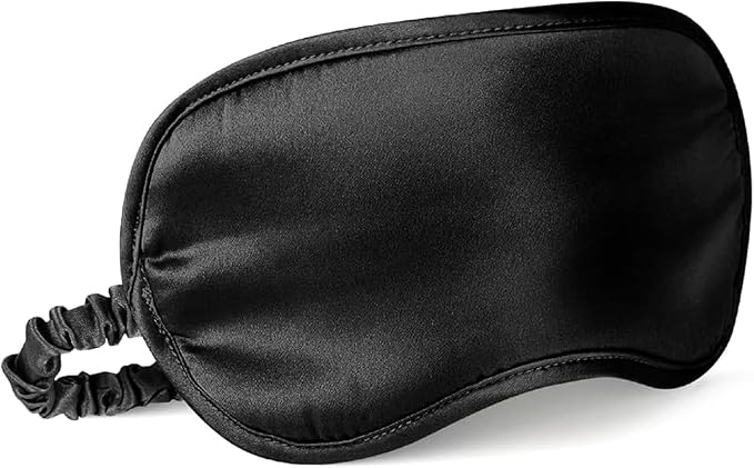 Sleep Mask, Silk Eye Mask for Sleeping with Adjustable Strap, Satin Blackout Sleeping Eye Mask for Men&Women, Comfortable Blindfold Eyeshade for Night Sleep(Black)
