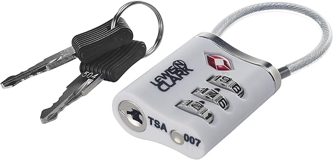 Lewis N. Clark Travelsentry 3-Dial Combo Lock with Keys, White, One Size