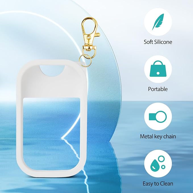 TERPINK Silicone Case Compatible with Touchland Hand Sanitizer Spray, Protective Case with Keychain for Power Mist and Glow Mist 1 fl oz, Hand Sanitizer Spray Accessory (White, 1 Pack)