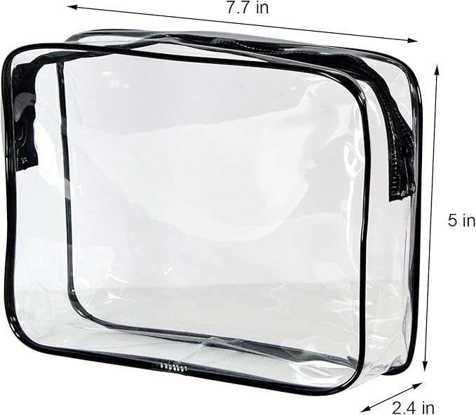 2-Pack Clear TSA Approved Toiletry Bag, Quart Size Travel Organizer, Water Resistant, Travel Cosmetic & Makeup Bags, Carry-On Airport Compliant Bag