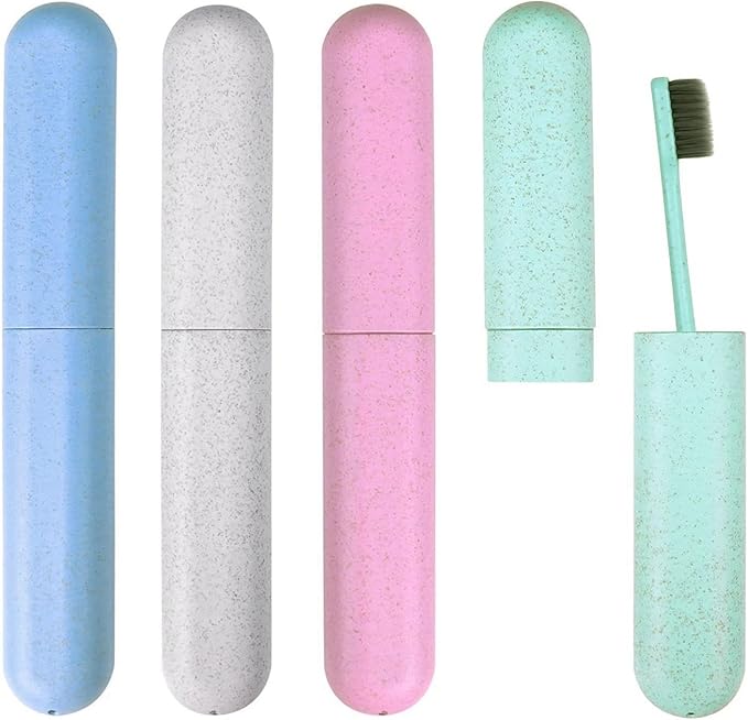 4-Pack Toothbrush Travel Case, Ventilated Portable Travel Toothbrush Holder, Dustproof Breathable Protective Cover, Lightweight Storage Toothbrush Container for Traveling Business Trips Camping