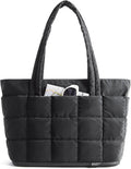 BAGSMART Expandable Tote Bag for Women, Puffer Work Tote Handbag, Quilted Carry On Bag for Travel Gym