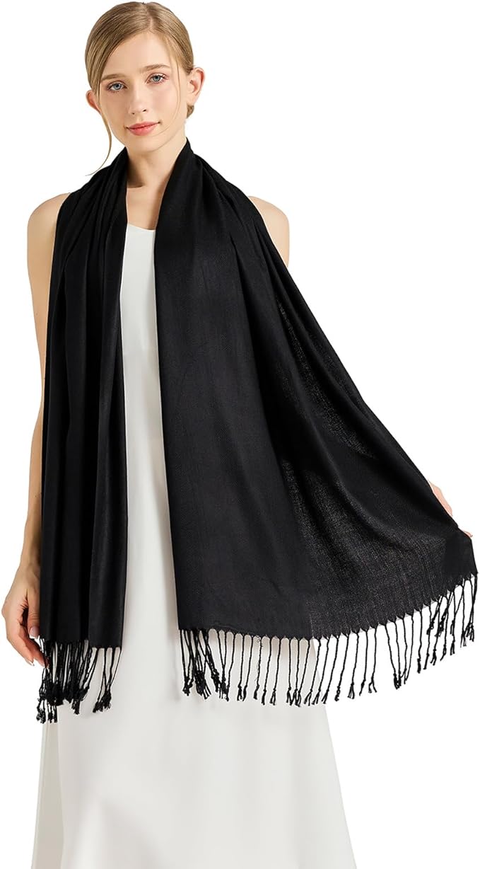 Soft Silky Pashmina Shawl Wraps Solid Colors Scarf for Wedding Evening Dresses
