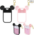 TERPINK 2 Pack Silicone Case Compatible with Touchland Hand Sanitizer Spray 1 fl oz, Mouse Design Protective Case with Keychain, Hand Sanitizer Spray Accessory (Black+Pink)