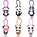 6Pcs Travel Size Kids Empty Hand Sanitizer Bottles with Keychain Holder Detachable Silicone Protective Case 30ml Plastic Travel Bottles Leak Proof Refillable Containers - Panda