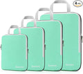 Gonex Compression Packing Cubes, 4pcs Expandable Storage Travel Luggage Bags Organizers (Mint Green)