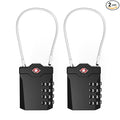 XOOL 2PCS TSA Approved Luggage Locks 4 Digit with Flexible Steel Cable, Resettable Luggage Padlock for Suitcases, Backpacks, Gym Bags & Travel Use