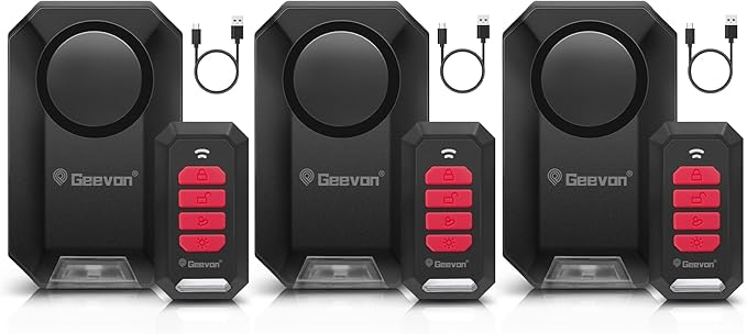 Geevon Loud 135dB Bike Alarms for Ebikes, Wireless Bike Alarm with Remote, Anti-Theft Bicycle Motorcycle Alarm Wireless Security Sensor Alarms, IPX5 Waterproof