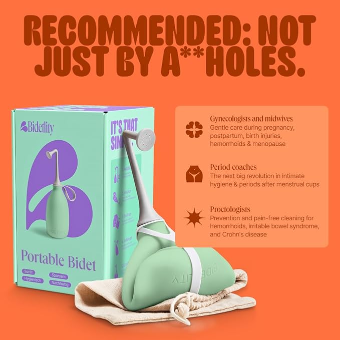 Butt & Intimate Shower 3.0 – Mobile Travel Bidet & Sustainable Intimate Shower, Replaces Wet Wipes, Saves Toilet Paper, Portable Handheld Bidet, Travel Bag Included, BPA-Free - Minty Mint