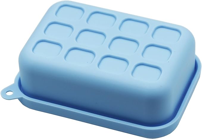 Leakproof Silicone Travel Soap Case,Portable Soap Box with Draining Layer for Shower,Bathroom,Camping,Hiking,Gym (Light Blue)