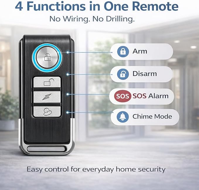 HENDUN Door Alarms When Opened with Remote, Door Bells Chimes, Door Security Sensor Pool Alarm for Kids Safety (2 Pack)