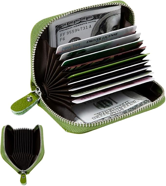 Women's RFID Blocking 12 Slots Credit Card Holder Leather Accordion Wallet