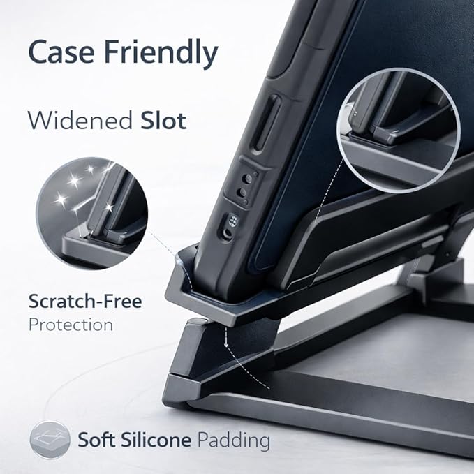 Mizi Aluminium Phone Stand for Desk, Foldable Adjustable Cell Phone Holder, Portable Travel & Office Accessory Compatible with iPhone 17 16 15 14 13 Pro Max, Samsung S25 S24 S23 Ultra, Kindle – Grey