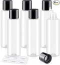 ZEJIA Clear 150ML/5OZ Travel Size Toiletries, 6 Pack Plastic Travel Bottles, Double Leak Proof Travel Size Containers for Shampoo, Lotion, Body Wash, Refillable Empty Travel Bottles with 6pcs Labels
