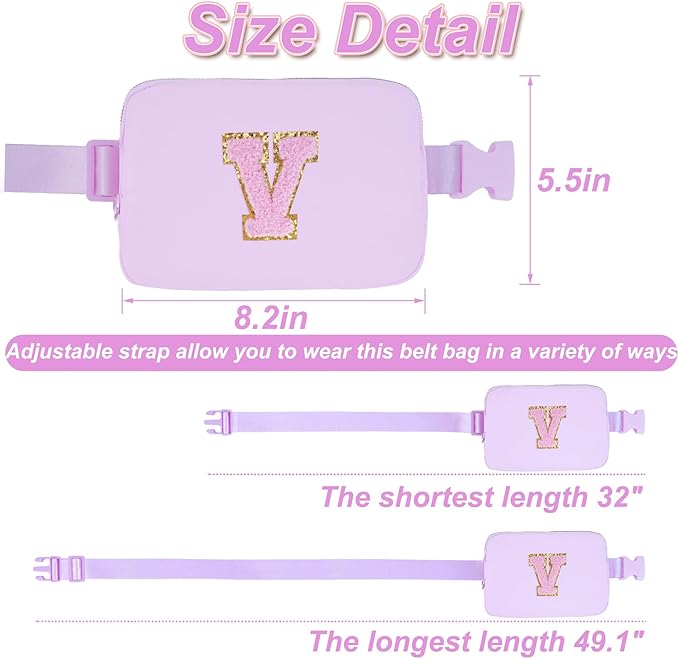 Uygafly Birthday Gifts for 4 5 6 7 8 9 10 11 12 13 Year Old Girls,Graduation Gifts for Teens Kids Daughter Sister Her,Fanny Pack Crossbody Bag Belt Bag Cute Trendy Stuff | Lavender,V