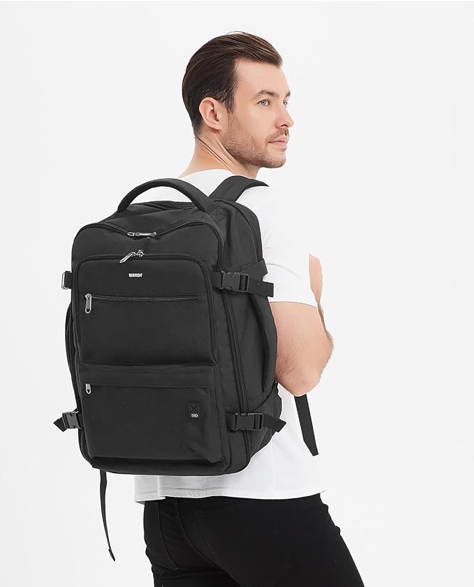 WANDF Travel Backpack For Spirit Airlines Personal Item Bag 18x14x8 with Wet Pocket, 17 Inch Laptop Backpack for Men Women（Black）