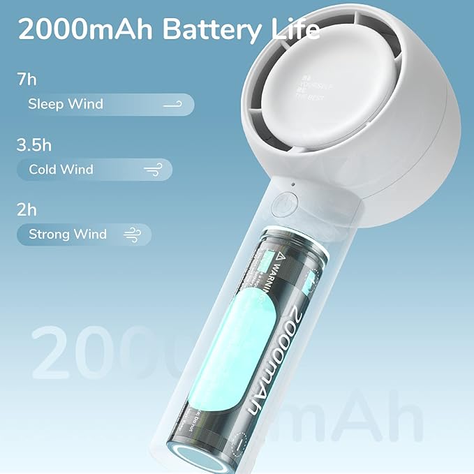 JISULIFE Mini Portable Fan-Bladeless Safe Design, Powerful Turbo Handheld Fan with 3 Speeds, USB Rechargeable, Small Pocket Design for Travel/Lash, Gifts For Girls/Women
