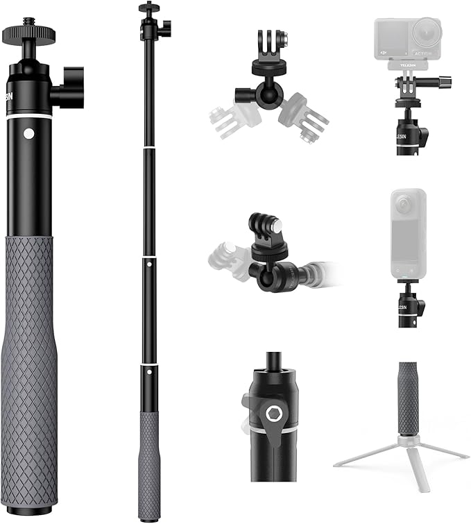 TELESIN 360°Waterproof Selfie Stick 25.75"w Hand Strap Underwater Dive Diving Extension Stick Pole Monopod for DJI OSMO 360 Action 6 5 Pro 4 Pocket 4 3 Xtra Muse GoPro Max 13 12 Insta360 X5 X4 Ace Pro