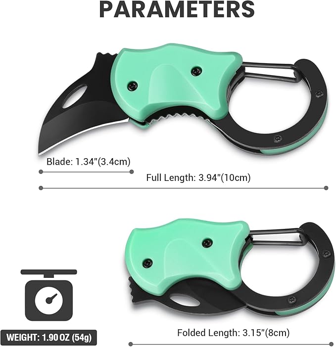 FUNBRO Small Pocket Knife for Men, Cool Folding Knife Box Cutter with 1.34 inch Sharp Blade, EDC Knives Tool for Everyday Carry, Great Gift for Men (Light Blue)