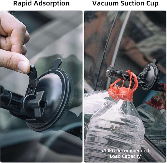 SUREWO Pocket 3 Suction Cup Mount, Car Mount Windshield Window Dash Holder Kit with Expansion Adapter for DJI Osmo Pocket 3,GoPro Hero 13/12/11/10/9/8,DJI Action 5 Pro/4/3 Accessories (for Pocket 3)