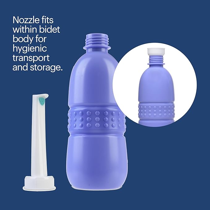 Brondell GoSpa Travel Bidet GS-70 – Portable Peri Bottle for Postpartum & Perineal Care, 400ml Handheld Bidet with Angled Nozzle, Collapsible Design, Nozzle Storage & Travel Bag, Amaranthine
