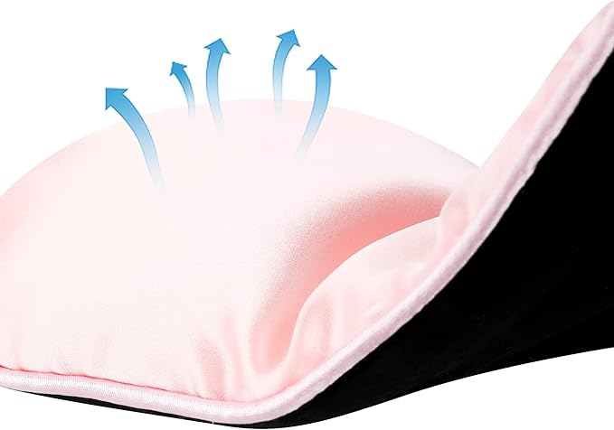 Amazon Basics Genuine Natural Mulberry Silk Curved Sleep Eye Mask with Adjustable Strap, One Size, Pink